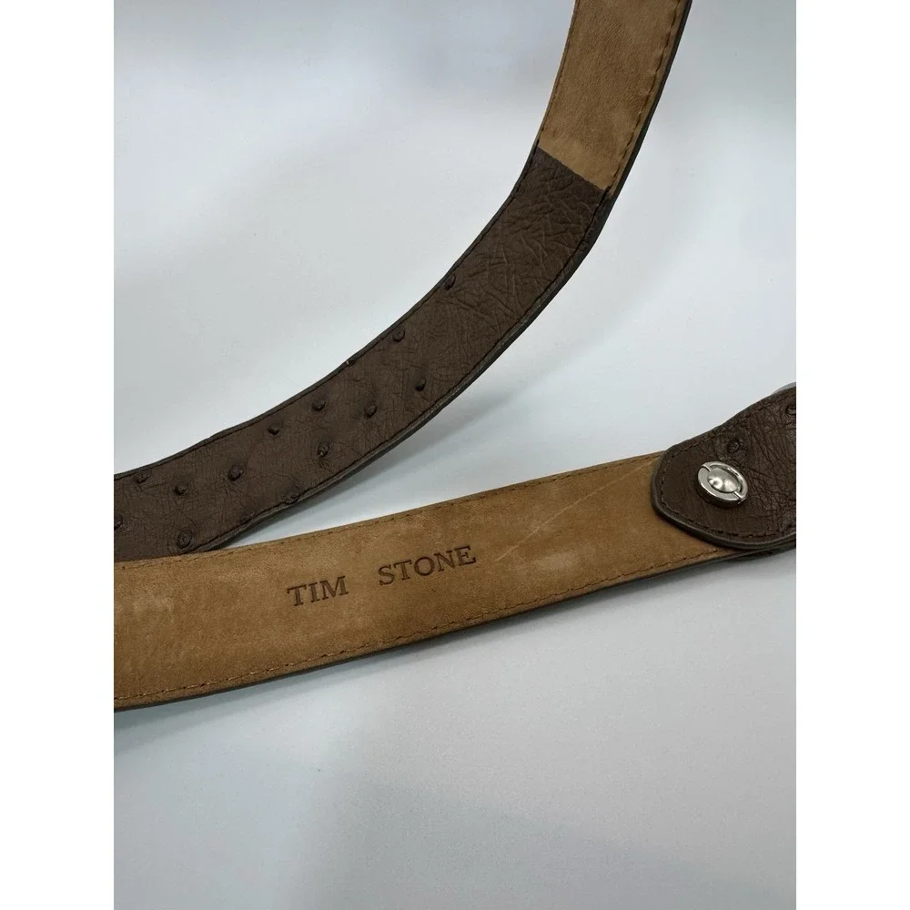 W Kleinberg O Ring Loop Belt Gray‎ Ostrich Leather Belt Sz 34 Designer Custom